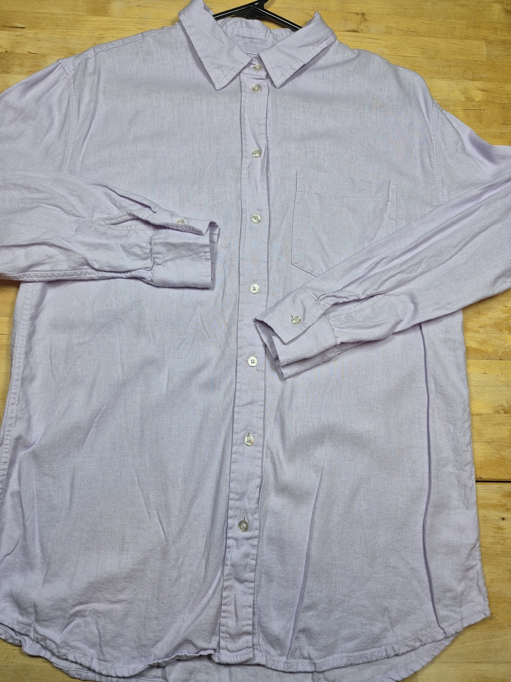 GAP Soft Lavender Linen Blend Long-Sleeve Button-Down Shirt